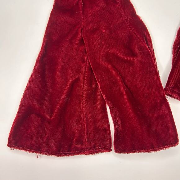 Vintage 1960s Barbie Doll Clone Red Velvet Clothing Set Jumpsuit Sweater Skirt - Picture 8 of 8